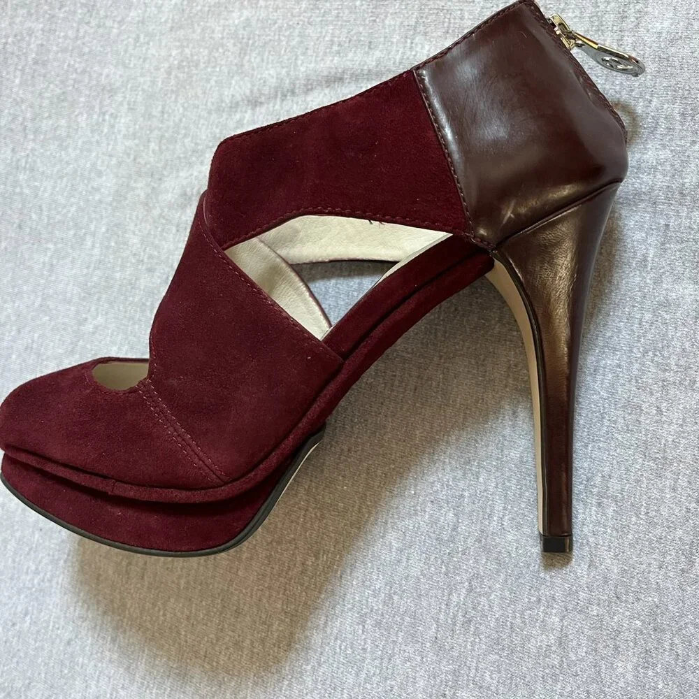 MICHAEL Michael Kors Burgundy Suede/Leather Heels, Never worn. Size 7 - Picture 6 of 12